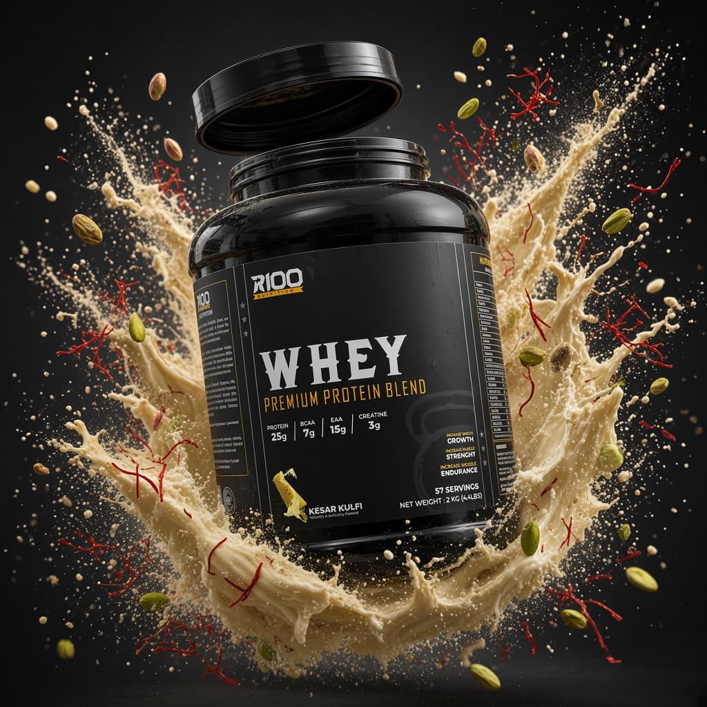 R100 Whey Protein Kesar Kulfi — in action