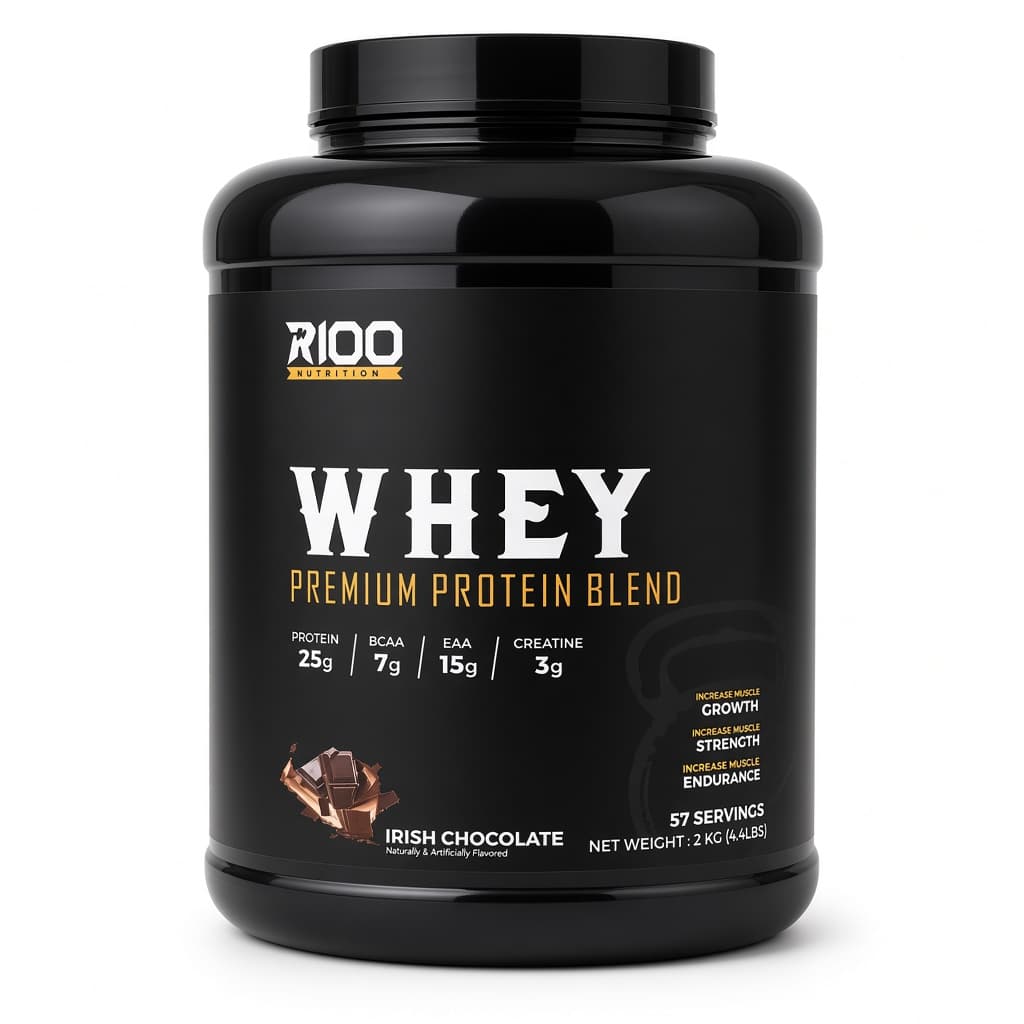 R100 Whey Protein Irish Chocolate — front